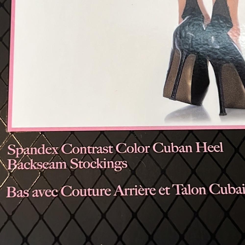 NWT Leg Avenue Spandex Contrast Color Cuban Heel Backseam Stocking PLUS … - Picture 3 of 6